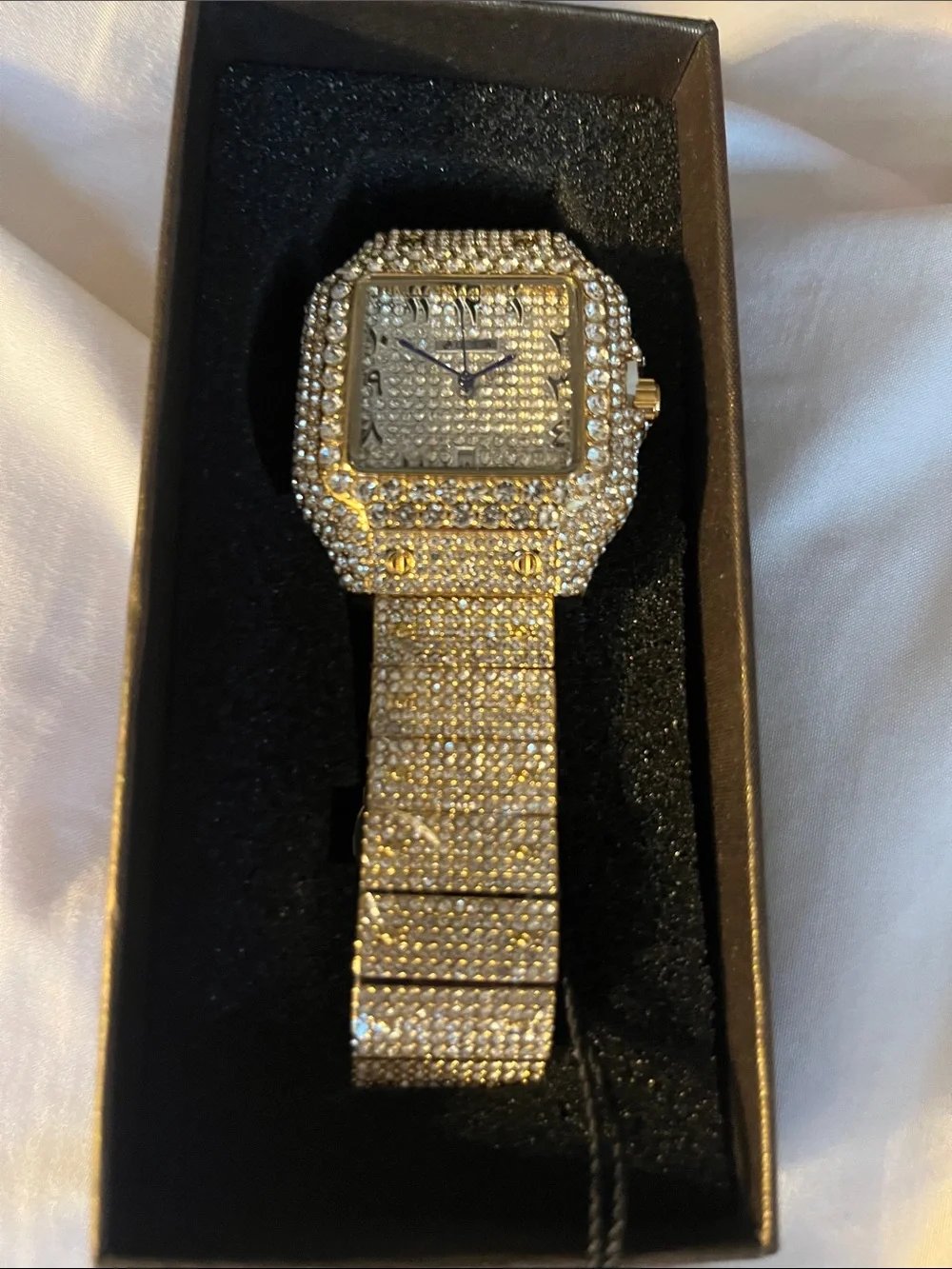 Silver Crystal-Embellished Men's Watch